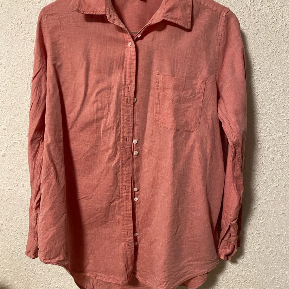 Lilla P Womens Red Button-Down Shirt